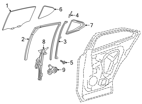 2019 Lexus UX200 Rear Door Run, RR Door Glass Diagram for 68142-76020