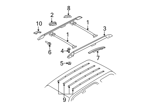 2007 Ford Explorer Luggage Carrier Side Rail Anchor Diagram for 5L2Z-78551A28-BAA