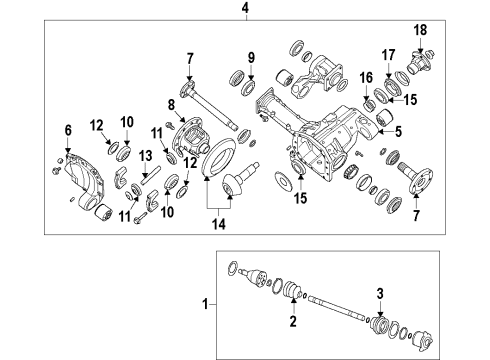 2012 Infiniti QX56 Front Axle, Axle Shafts & Joints, Differential, Drive Axles, Propeller Shaft Washer-Adjust, Drive Pinion Diagram for 38154-EA000