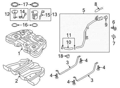 2013 Lincoln MKZ Fuel System Components Heat Shield Diagram for DG9Z-9B007-F