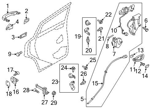 2014 Ford C-Max Rear Door - Lock & Hardware Latch Assembly Diagram for DM5Z-58264A26-H
