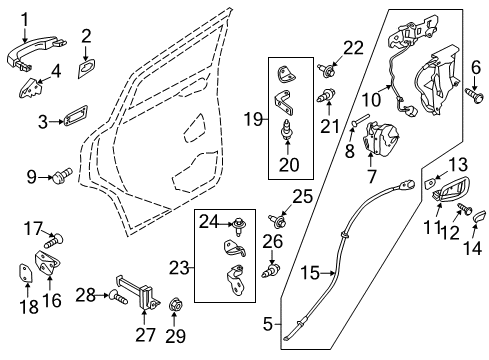 2017 Ford C-Max Rear Door - Lock & Hardware Latch Assembly Diagram for DM5Z-58264A27-K