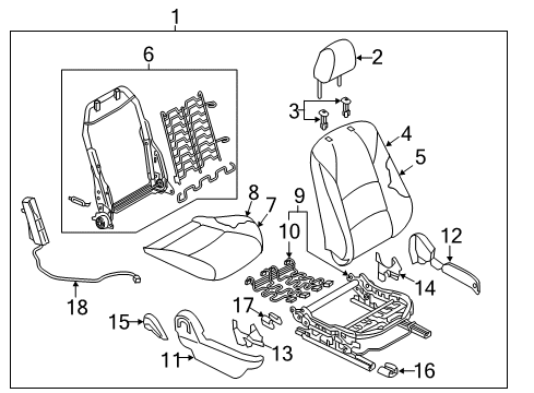 2017 Toyota Yaris iA Passenger Seat Components Seat Back Pad Diagram for 71551-WB001