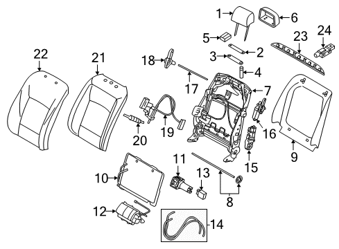 2012 BMW 535i GT xDrive Power Seats Foam Section, Basic, Backrest Diagram for 52107229967