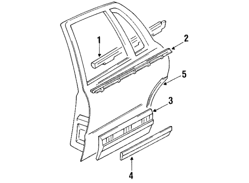 1993 Buick Park Avenue Exterior Trim - Rear Door Molding Kit, Rear Side Door Center Diagram for 88891479