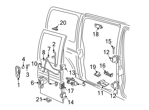 1998 Chevrolet P30 Side Loading Door - Lock & Hardware Hinge Diagram for 19168524