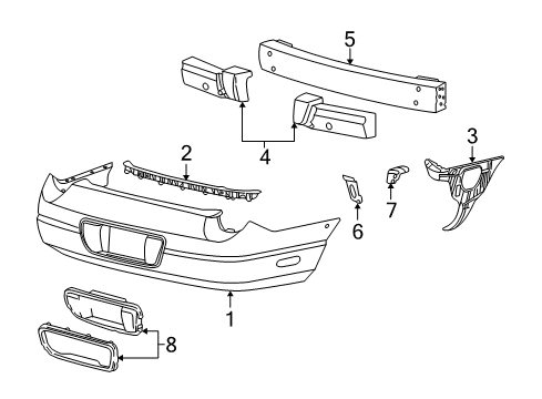 2004 Ford Thunderbird Rear Bumper Bumper Cover Reinforcement Diagram for 1W6Z-17D995-AA