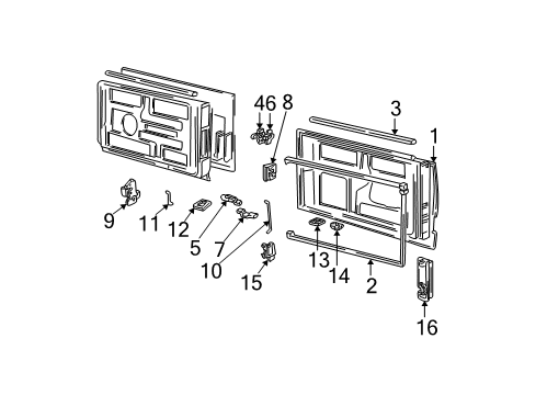 1994 GMC Safari Back Door & Components, Lock & Hardware, Exterior Trim Molding Kit, Rear Door Lower *Black W/Chro Diagram for 15661941