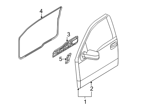 2010 Ford F-150 Front Door Door Shell Diagram for AL3Z-1820124-C