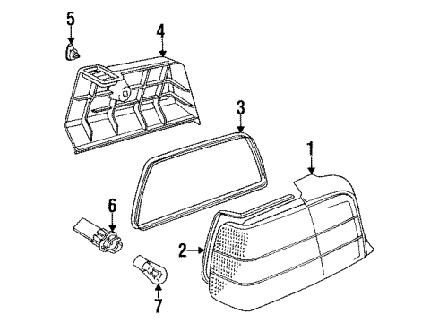 1994 BMW 318i Tail Lamps Tail Light Gasket Diagram for 63218353556