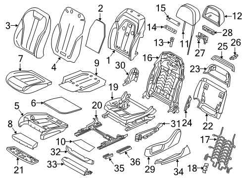 2016 BMW 750i Passenger Seat Components Padded Section., Comfort A/C Activeseat, Right Diagram for 52107478178