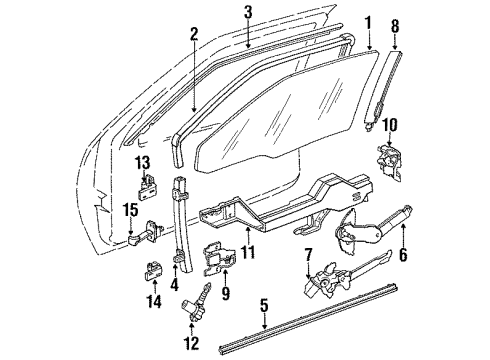 1991 Chevrolet Lumina Door Glass & Hardware, Lock & Hardware Weatherstrip Asm-Front Side Door Window *Black Diagram for 10232227