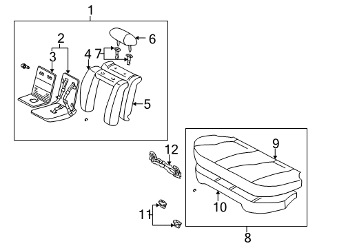 2002 Toyota Corolla Rear Seat Components Back Assembly, Rear Seat, RH Diagram for 71480-02181-E1