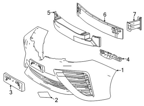 2018 Toyota Mirai Bumper & Components - Front License Bracket Diagram for 52114-62010