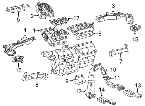 2020 Toyota Corolla Ducts Center Duct Diagram for 87215-12060