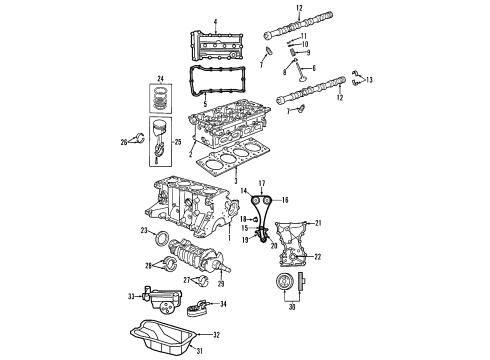 2008 Dodge Caliber Engine Parts, Mounts, Cylinder Head & Valves, Camshaft & Timing, Oil Pan, Oil Pump, Crankshaft & Bearings, Pistons, Rings & Bearings, Variable Valve Timing Piston-B-Size Diagram for 4884842AH