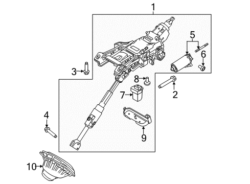 2017 Lincoln MKC Steering Column & Wheel, Steering Gear & Linkage Column Assembly Diagram for EJ7Z-3C529-H