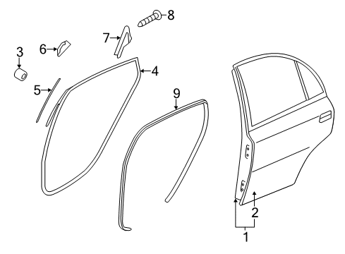 2017 Hyundai Accent Rear Door Weatherstrip-Rear Door Body Side LH Diagram for 83110-1R200-4X