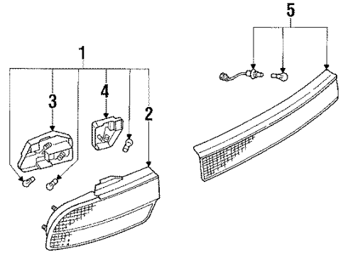 1990 Nissan 240SX Combination Lamps Reverse Lamp Socket Assembly Diagram for 26254-40F00