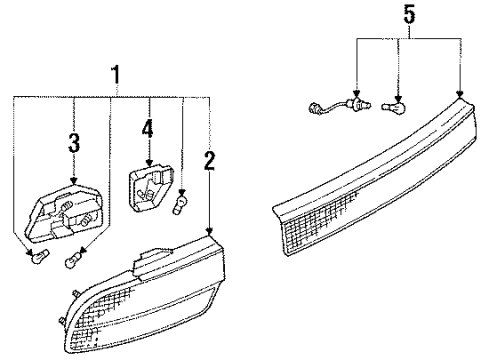 1990 Nissan 240SX Combination Lamps Lamp Assembly-Rear Combination LH Diagram for B6555-40F00
