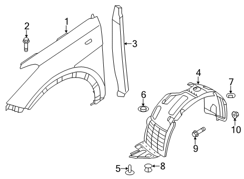 2013 Hyundai Santa Fe Fender & Components Front Wheel Guard Assembly, Right Diagram for 86812-B8000