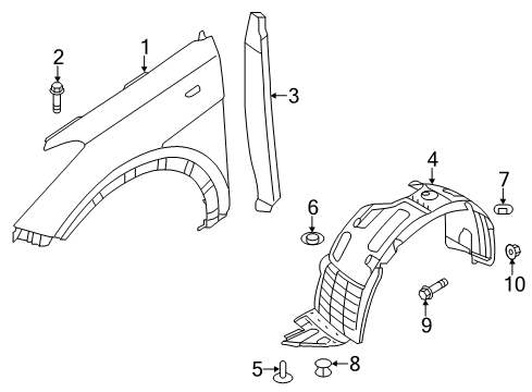 2017 Hyundai Santa Fe Sport Fender & Components Front Wheel Guard Assembly, Left Diagram for 86811-4Z500