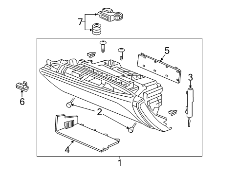 2020 Acura RLX Glove Box Damper Assembly, Glove Box Diagram for 77530-TY2-A01