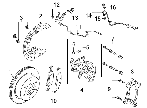 2021 Ford Ranger Rear Brakes Mount Kit Diagram for EB3Z-2C150-C