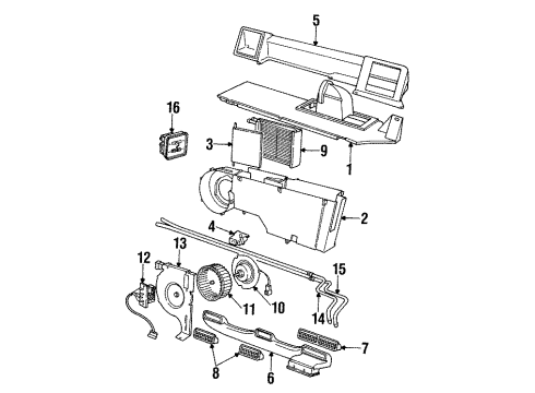 1993 Dodge Grand Caravan Auxiliary Heater & A/C Aux Air Conditioning & Htr Mode Door Motor Module Diagram for 4462218
