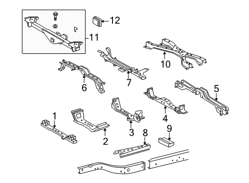 2008 Toyota Tacoma Crossmembers & Components Crossmember Diagram for 51205-04040