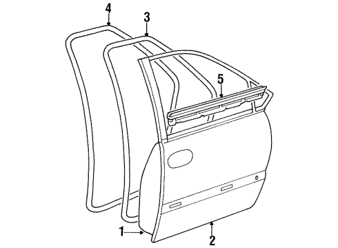 1998 Plymouth Grand Voyager Front Door WEATHERSTRIP Front Door Door Mounted Diagram for 4717329