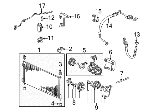 1999 Acura TL A/C Condenser, Compressor & Lines Shroud, Air Conditioner Diagram for 38615-P8E-A00