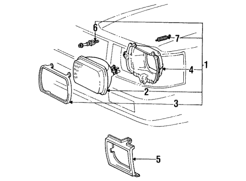 1986 Toyota Pickup Headlamps Driver Side Headlight Assembly Diagram for 81150-80361
