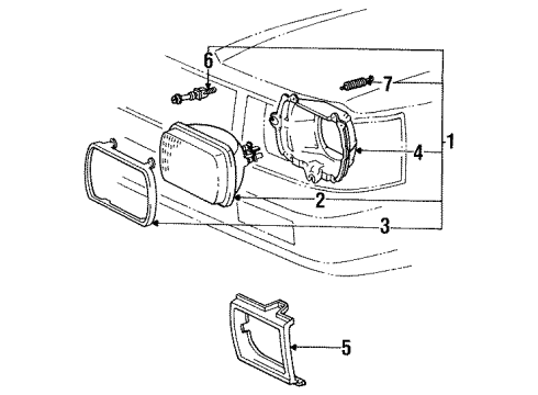 1986 Toyota Pickup Headlamps Adjust Screw Diagram for 81131-89103