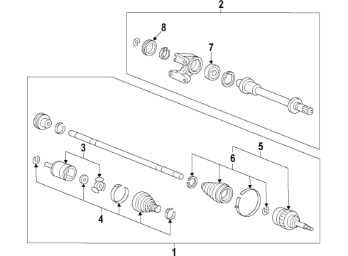 2019 Acura RDX Front Axle Shafts & Joints, Drive Axles Set, Outboard Joint Diagram for 44014-TMJ-T01