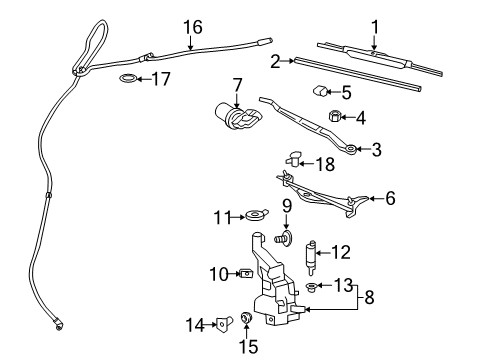 2015 Cadillac CTS Wiper & Washer Components Motor & Linkage Diagram for 22773541