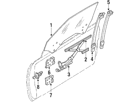1986 Nissan 300ZX Door Glass & Hardware, Lock & Hardware Front Door Outside Handle Assembly, Right Diagram for 80606-16P00