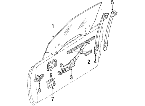 1986 Nissan 300ZX Door Glass & Hardware, Lock & Hardware Cylinder Door Lock RH Diagram for 80600-01P85