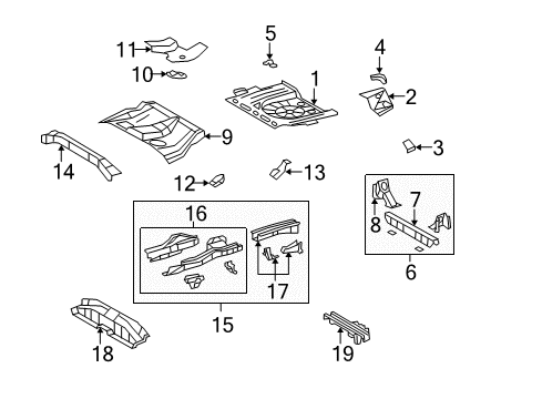 2010 Toyota Matrix Rear Body - Floor & Rails Rear Brace Diagram for 57606-01040