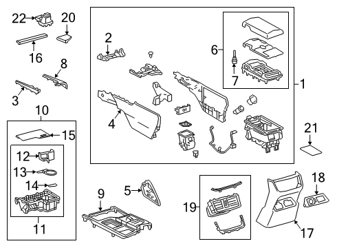 2021 Lexus ES350 Center Console BOX SUB-ASSY, CONSOL Diagram for 58801-33220-C0