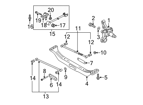 2004 Kia Spectra Rear Suspension Components, Stabilizer Bar Carrier Assembly-Rear Axle Diagram for 527502F110