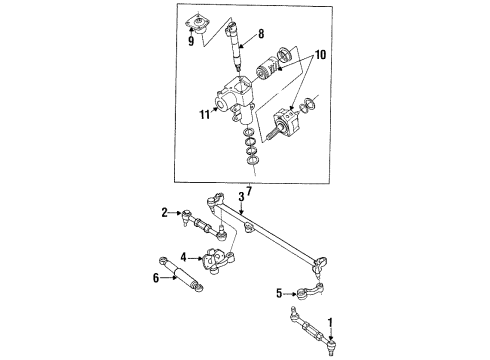 1993 Nissan Pathfinder P/S Pump & Hoses, Steering Gear & Linkage Gear Assy-Power Steering Diagram for 49200-59G15