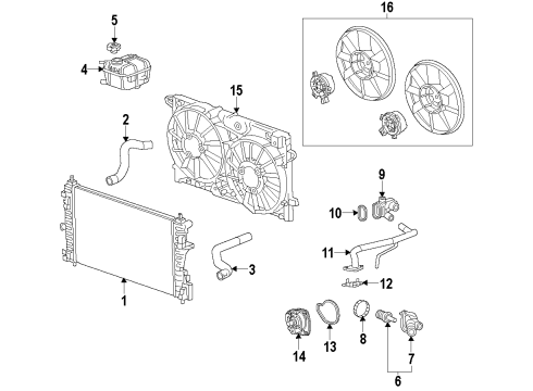 2015 Buick Regal Cooling System, Radiator, Water Pump, Cooling Fan Fan Shroud Diagram for 23131503