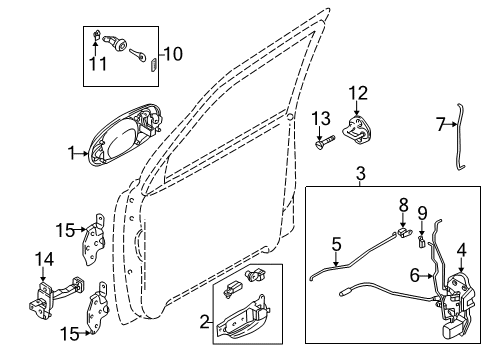 2005 Kia Sedona Front Door - Lock & Hardware Outer Handle Assembly, Left Diagram for 0K53A59410CXX