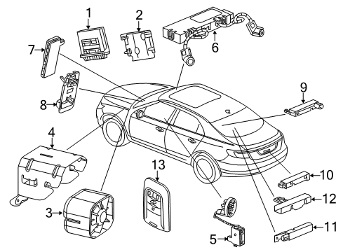 2010 Saab 9-5 Keyless Entry Components Module Bracket Diagram for 13248214