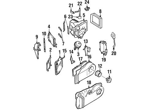1994 Cadillac DeVille Heater Core & Control Valve Heater Control Valve Diagram for 1648454