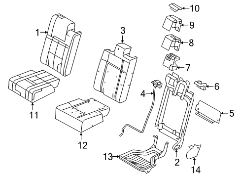 2009 Ford Expedition Second Row Seats Seat Back Pad Diagram for 7L1Z-7866800-C