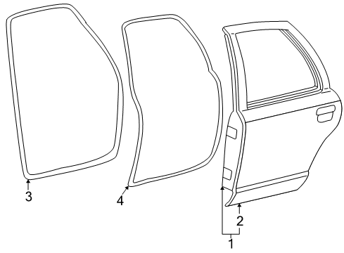 2006 Ford Crown Victoria Rear Door Door Weatherstrip Diagram for 2W7Z-5425324-AA