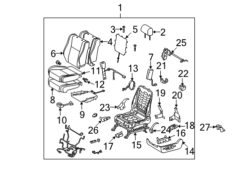 2007 Toyota Tundra Driver Seat Components Seat Back Pad Diagram for 71552-0C160