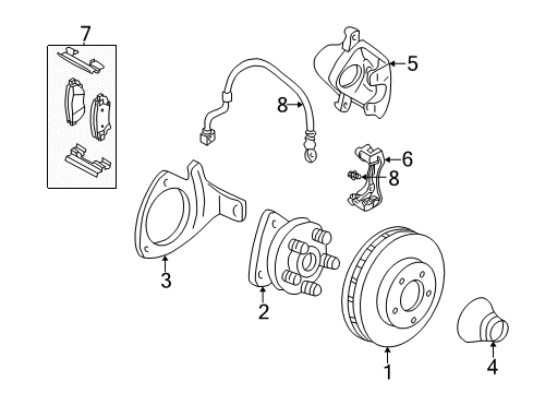 2008 Pontiac Grand Prix Front Brakes Bracket, Front Brake Caliper Diagram for 88967264